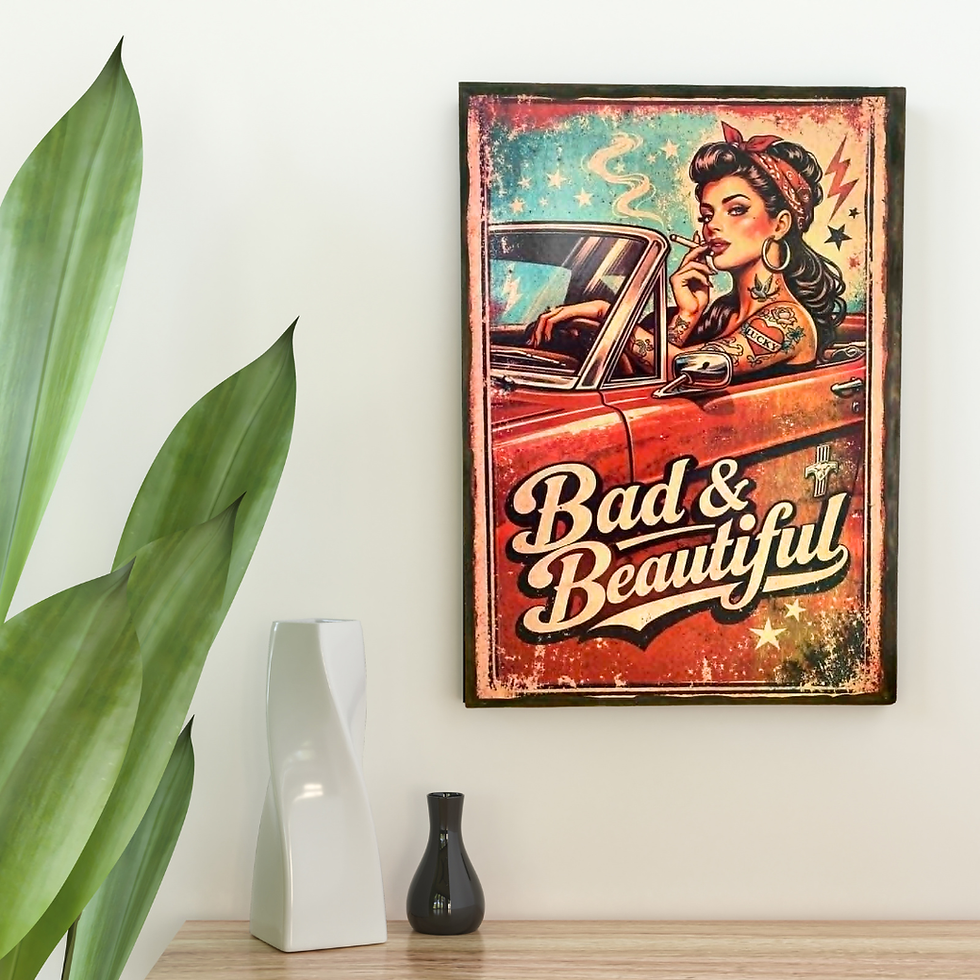 Miniature : Tableau   Pin up     💄🚗 Bad & Beautiful… ou comment avoir du caractère sans même dire un mot ! 😏  🔥 Ce tableau est la pre