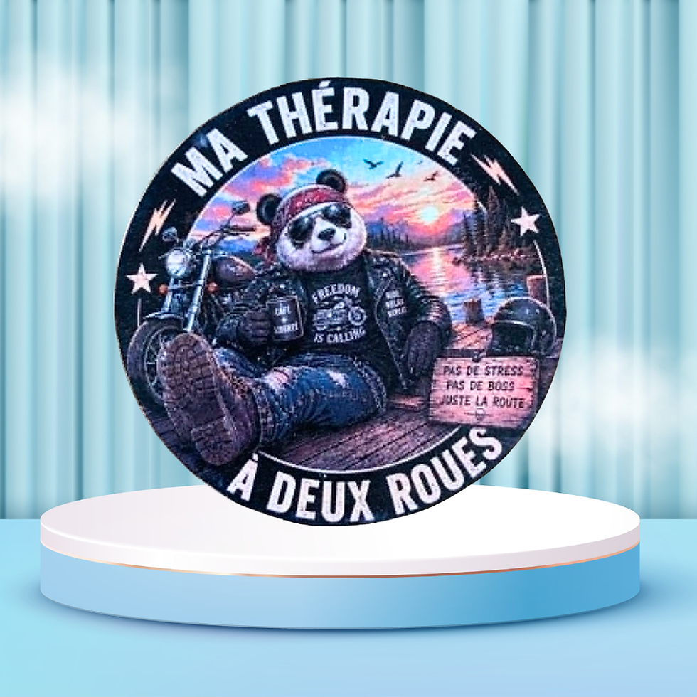 Dessous biker panda humour  Les médecins prescrivent du repos… Les motards, eux, prescrivent une balade 🏍️😎  Ce dessous de