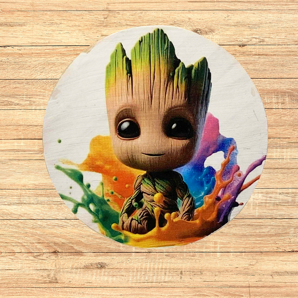 Miniature : Dessous verre Groot  🌱💥 “Je s’appelle… Apéro !”  😄 Petit, mignon, et toujours prêt à protéger ta table des attaques de ver