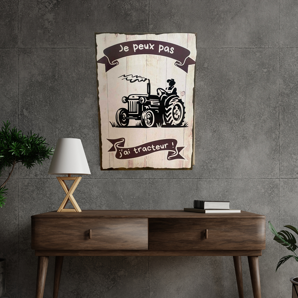 Miniature : Tableau Je peux pas, j'ai tracteur !  Il y a les réunions…Il y a les corvées…Et puis il y a les priorités.  🚜Désolé, aujourd