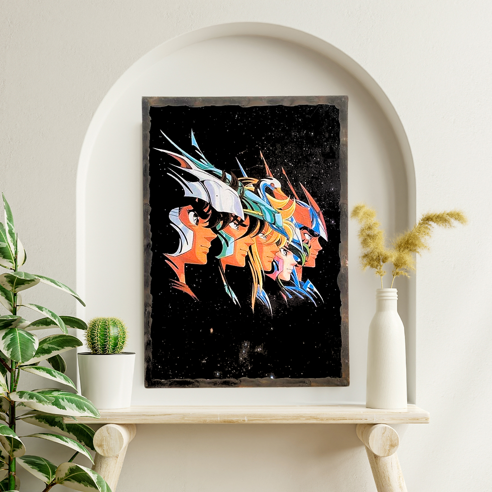 Miniature : Tableau les chevaliers du zodiaque - Saint Seiya  🌌 "Les Chevaliers du Cosmos" prennent vie sur toile ! 🌟  Plongez dans l’u