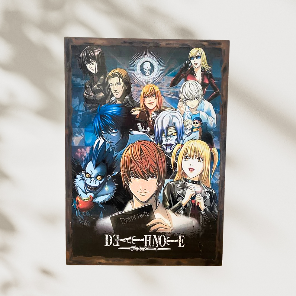 Miniature : Tableau Death note  ☠️📖 “Celui dont le nom sera écrit dans ce carnet…”  Ce tableau de  Death Note capture toute l’intensité