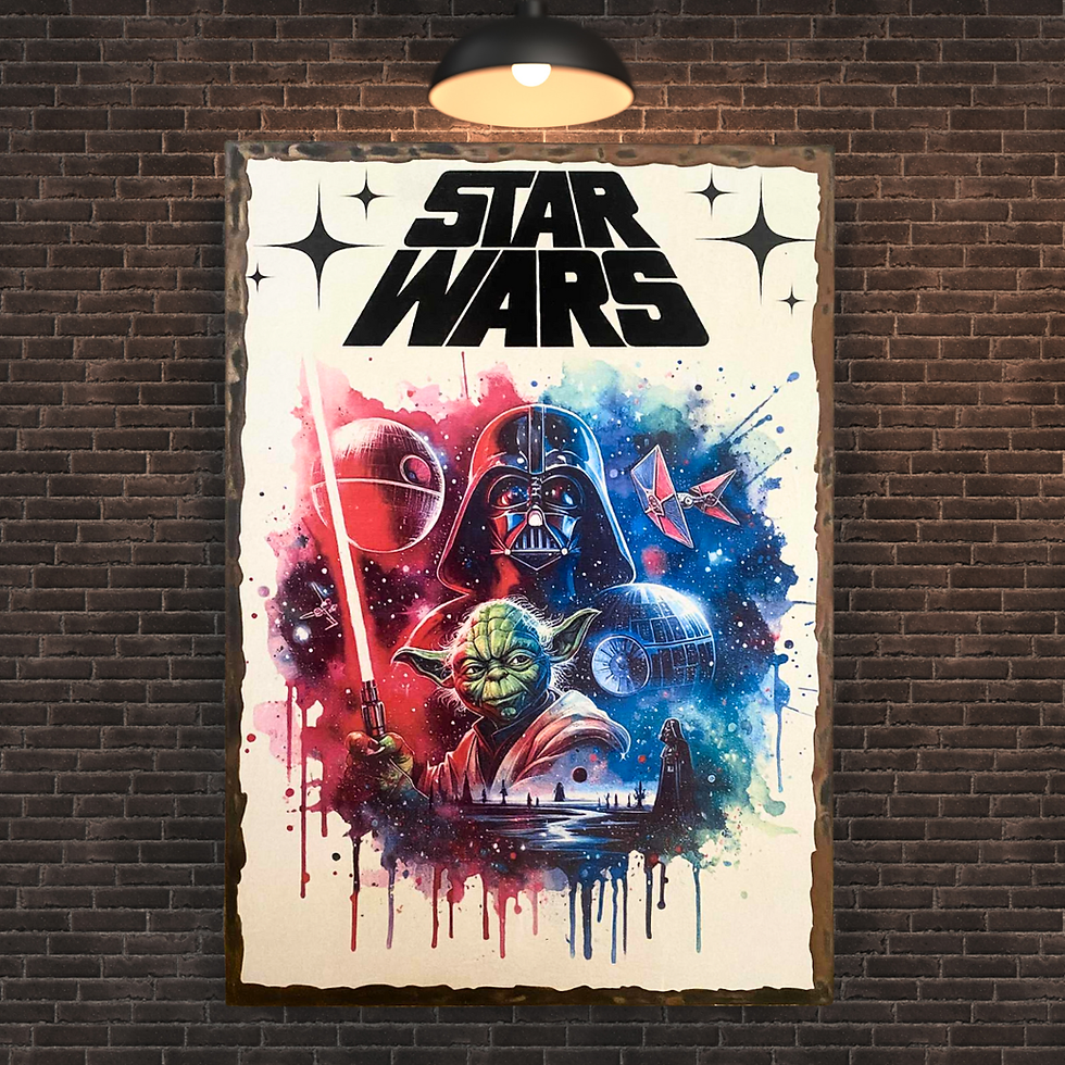 Miniature : Tableau Star Wars  🌌✨ Quand la Force rencontre l’art… ça donne ça. Un tableau qui réunit le duo le plus improbable : 🟢 Un m