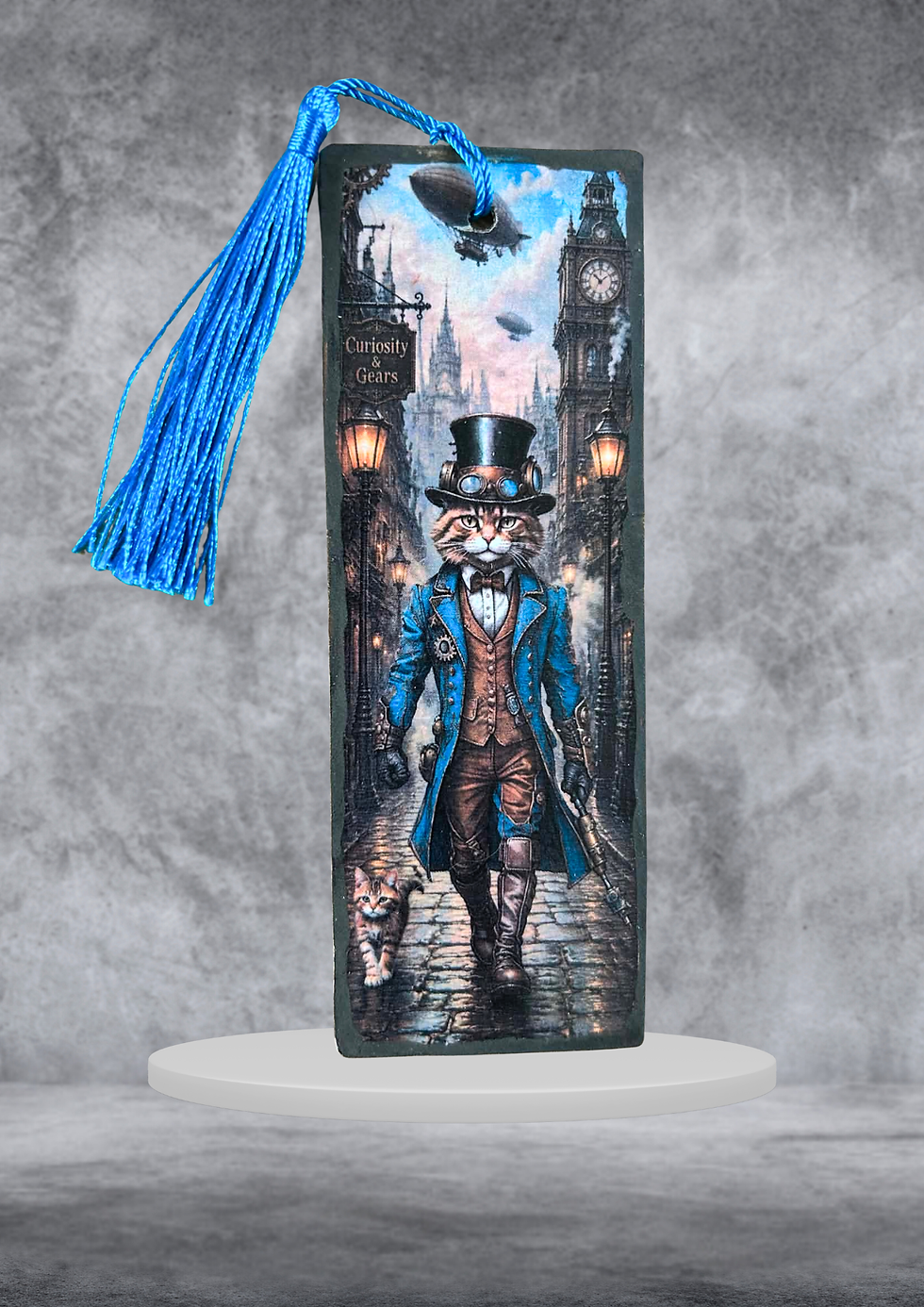 Miniature : Marque page Chat Steampunk  🐱⚙️ Un chat, quelques rouages et une bonne dose d’élégance steampunk !  Ce marque-page en bois e