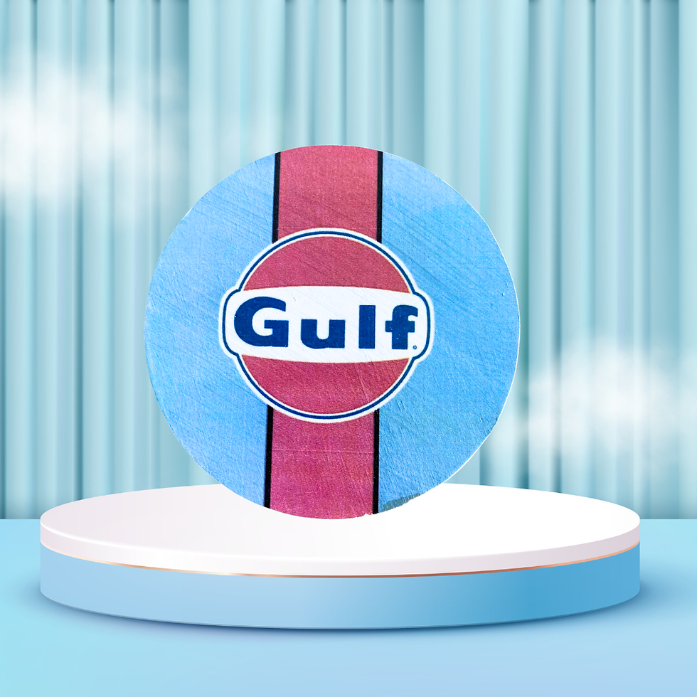 Miniature : Dessous verre Gulf  🏁🔥 L’esprit vintage des légendaires couleurs Gulf débarque sur votre table ! 🔥🏁 Ce dessous-de-verre a