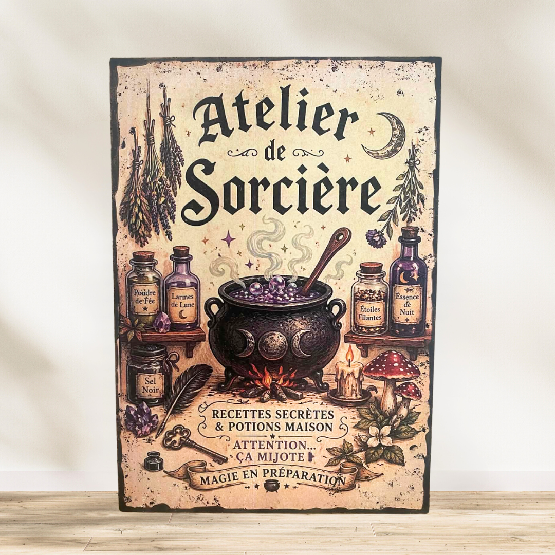Tableau "Atelier de sorcière"  Bienvenue dans l’Atelier de la Sorcière 🧙‍♀️✨  Ici, on ne fait pas de soupe… on invoque des r