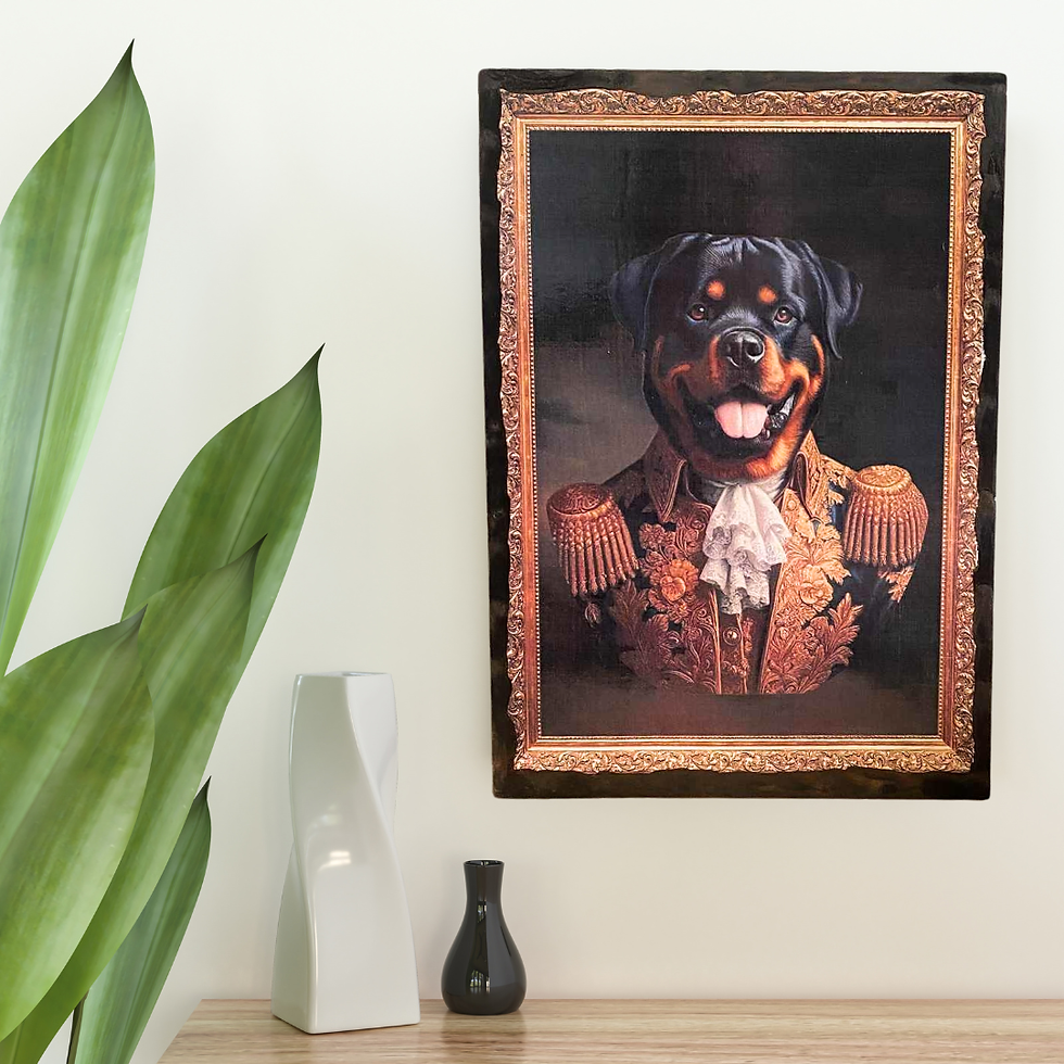 Miniature : Tableau Rottweiler  🖼️ Quand ton Rottweiler prend du galon ! On dirait bien que Monsieur a quitté sa niche pour le trône 😎