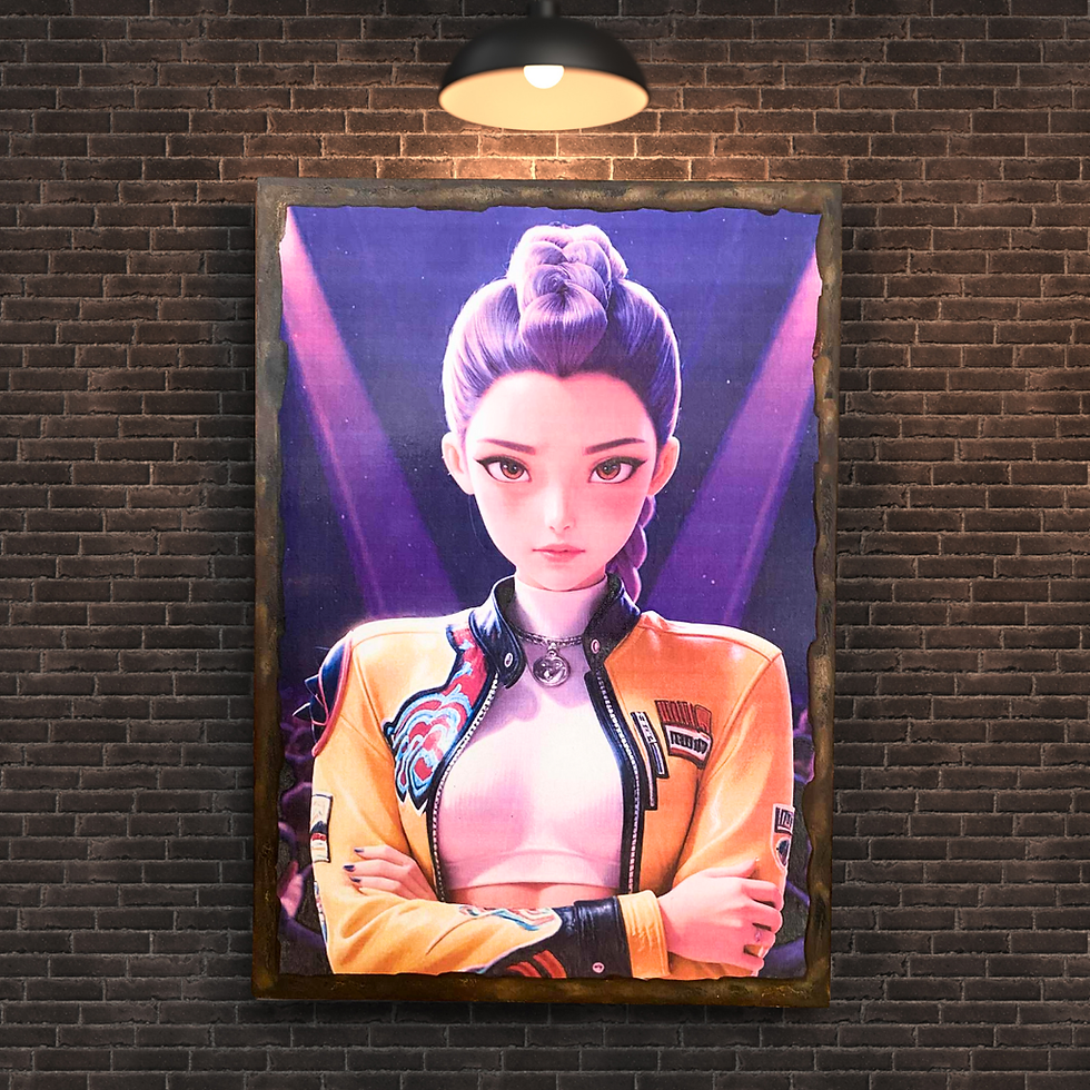 Miniature : Tableau Rumi - K-Pop Demon hunters  🎶💥 Rumi débarque chez toi ! 💥🎶 Avec son regard perçant et son style ultra affirmé, la