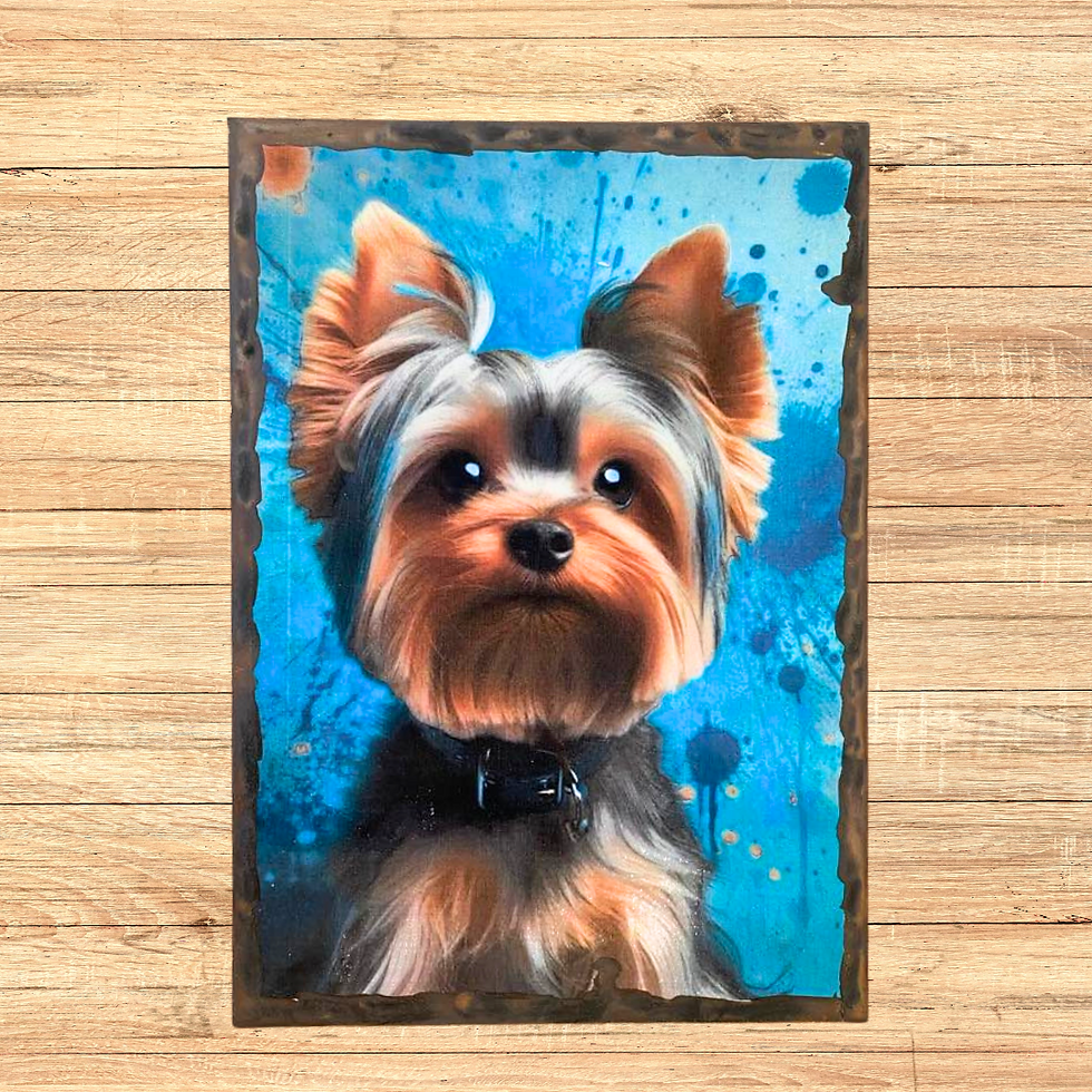 Miniature : 🐾 Attention, star à l’horizon ! 🐾  Voici le plus chic des Yorkshire terrier immortalisé dans un tableau haut en couleurs 💙