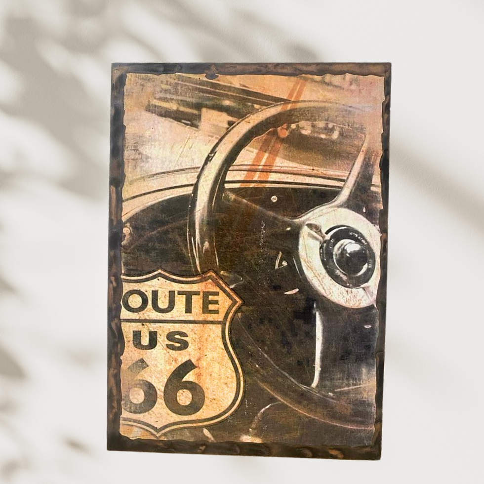 Miniature : Tableau Route 66    Un volant rétro, une carrosserie chargée d’histoire et le mythe de la Route 66 qui s’invite dans votre dé