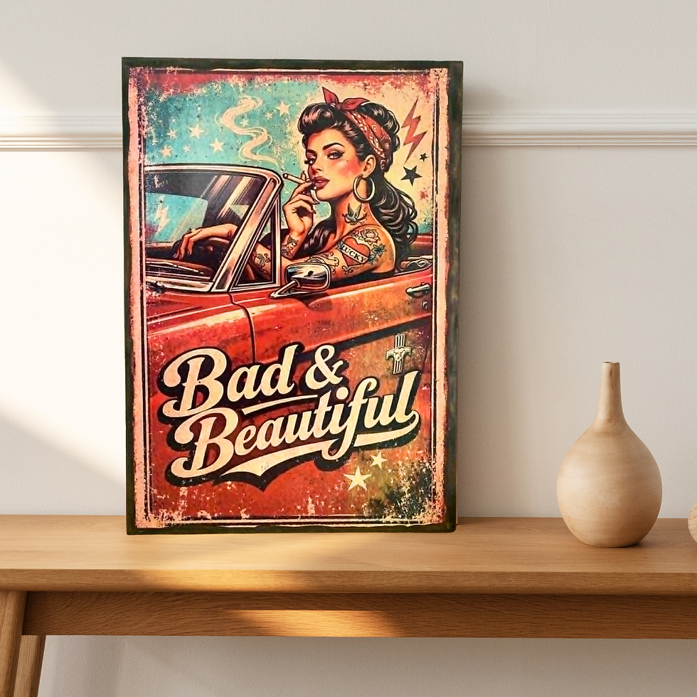 Miniature : Tableau   Pin up     💄🚗 Bad & Beautiful… ou comment avoir du caractère sans même dire un mot ! 😏  🔥 Ce tableau est la pre