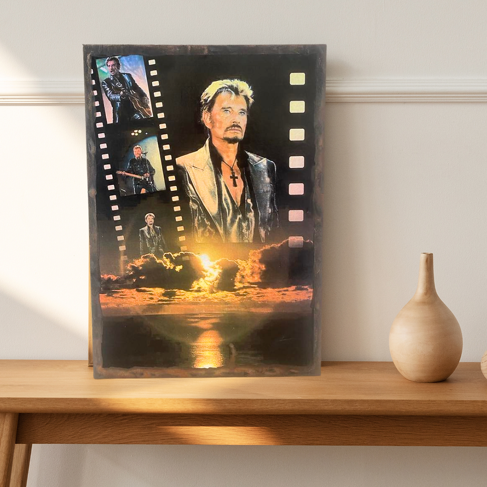 Miniature : Tableau Johnny Hallyday  🌅 Un coucher de soleil pour une légende… Ce tableau rend hommage à l'icône du rock, Johnny , à sa v