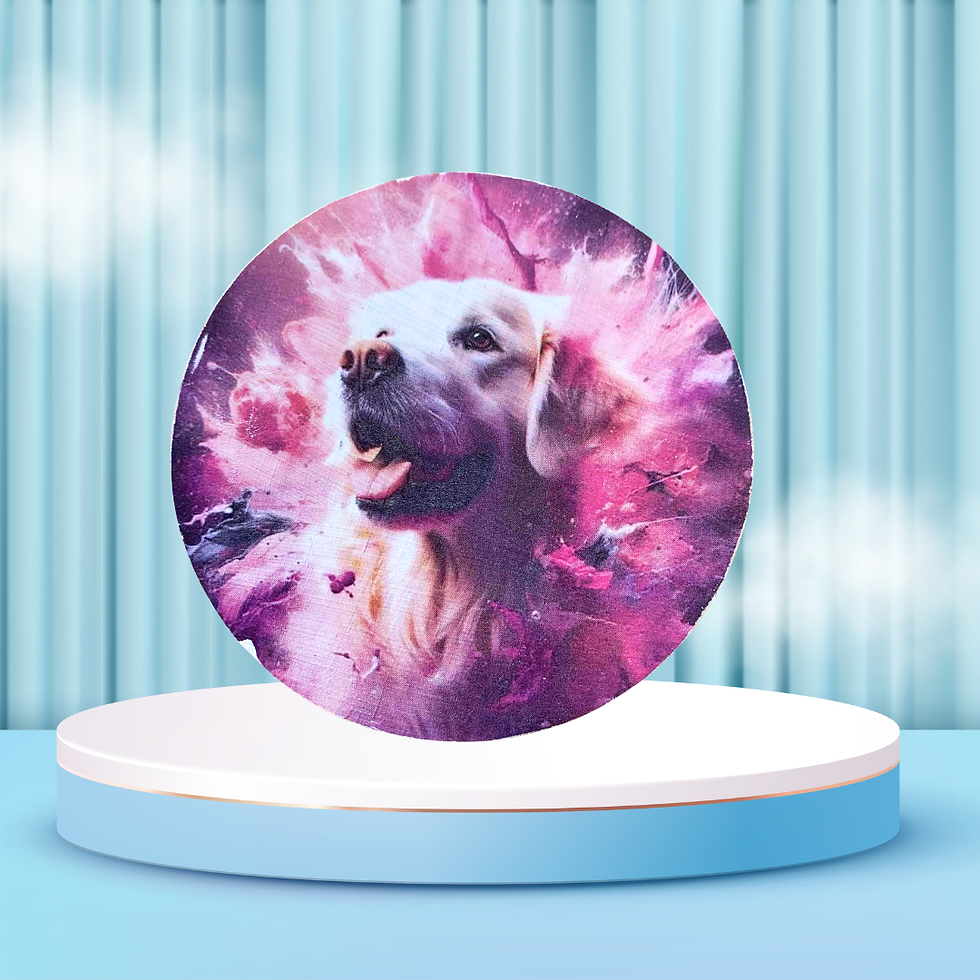 Miniature : Dessous verre Labrador  Attention… Labrador en mode rêveur intergalactique !   Voici un Labrador Retriever, muse officielle d