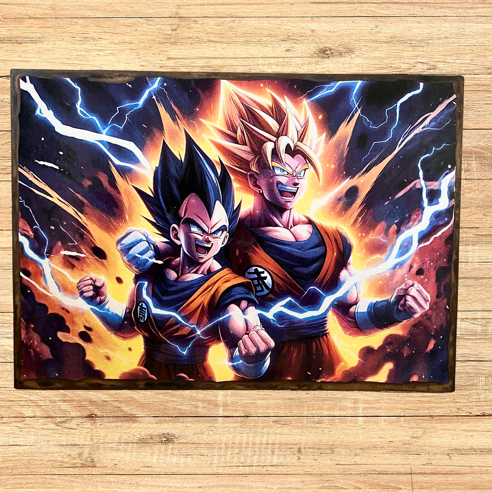 Miniature : Tableau Dragon ball  ⚡🔥 La puissance des Saiyans réunie !  Retrouvez Goku et Vegeta dans ce tableau explosif inspiré de l’un