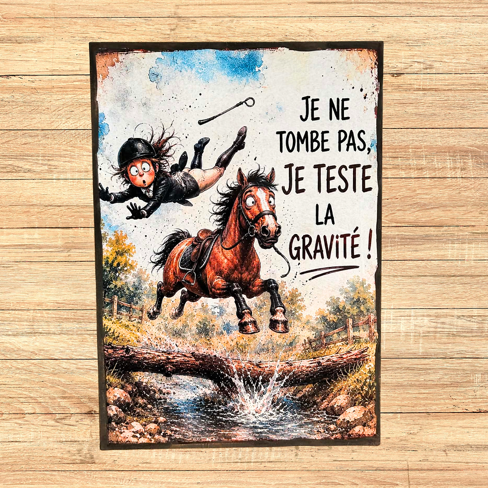 Miniature : Tableau "je ne tombe pas, je teste la gravité  🐴💥 Tomber de cheval ? Pas du tout… on teste simplement les lois de la physiq