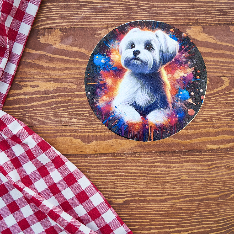 Miniature : Dessous verre Bichon Maltais  Un dessous de verre qui dit clairement “Oui je protège ta table, mais surtout je suis adorable.