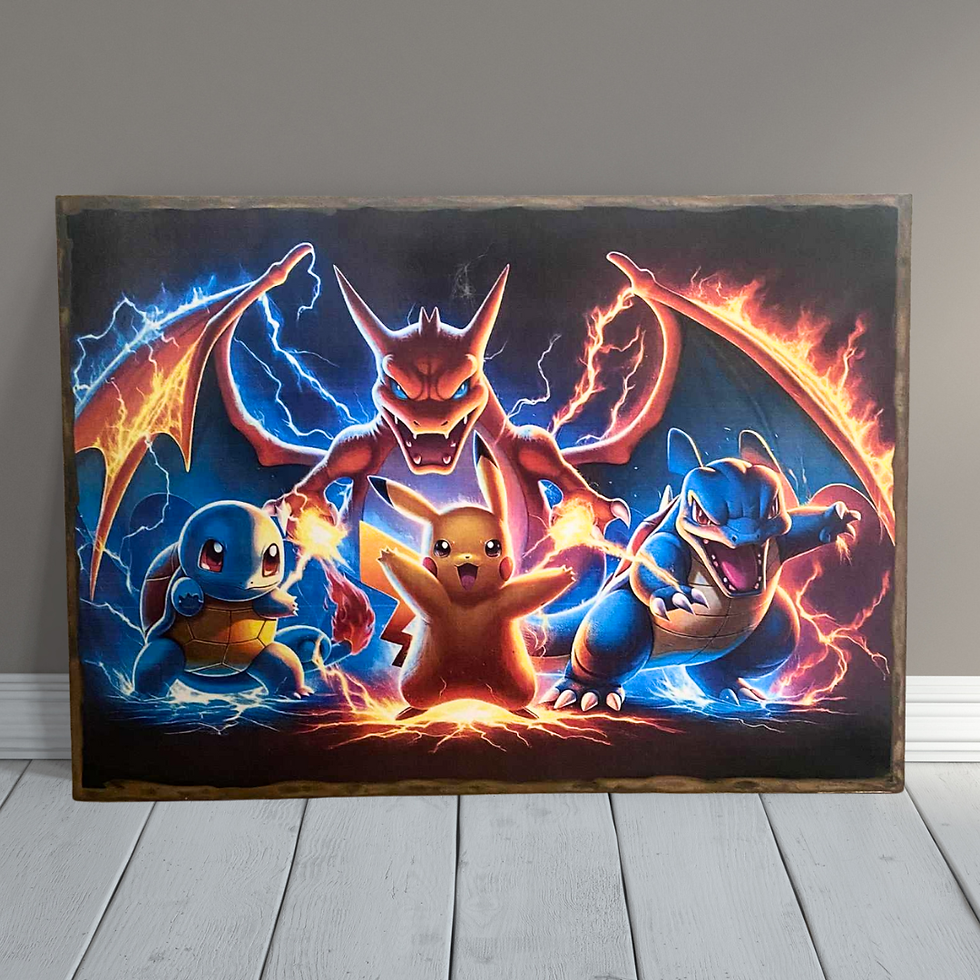 Miniature : Tableau Pokemon   ⚡🔥 Préparez vos Pokéballs… l’équipe de choc débarque directement sur vos murs ! Ce tableau réunit quatre l