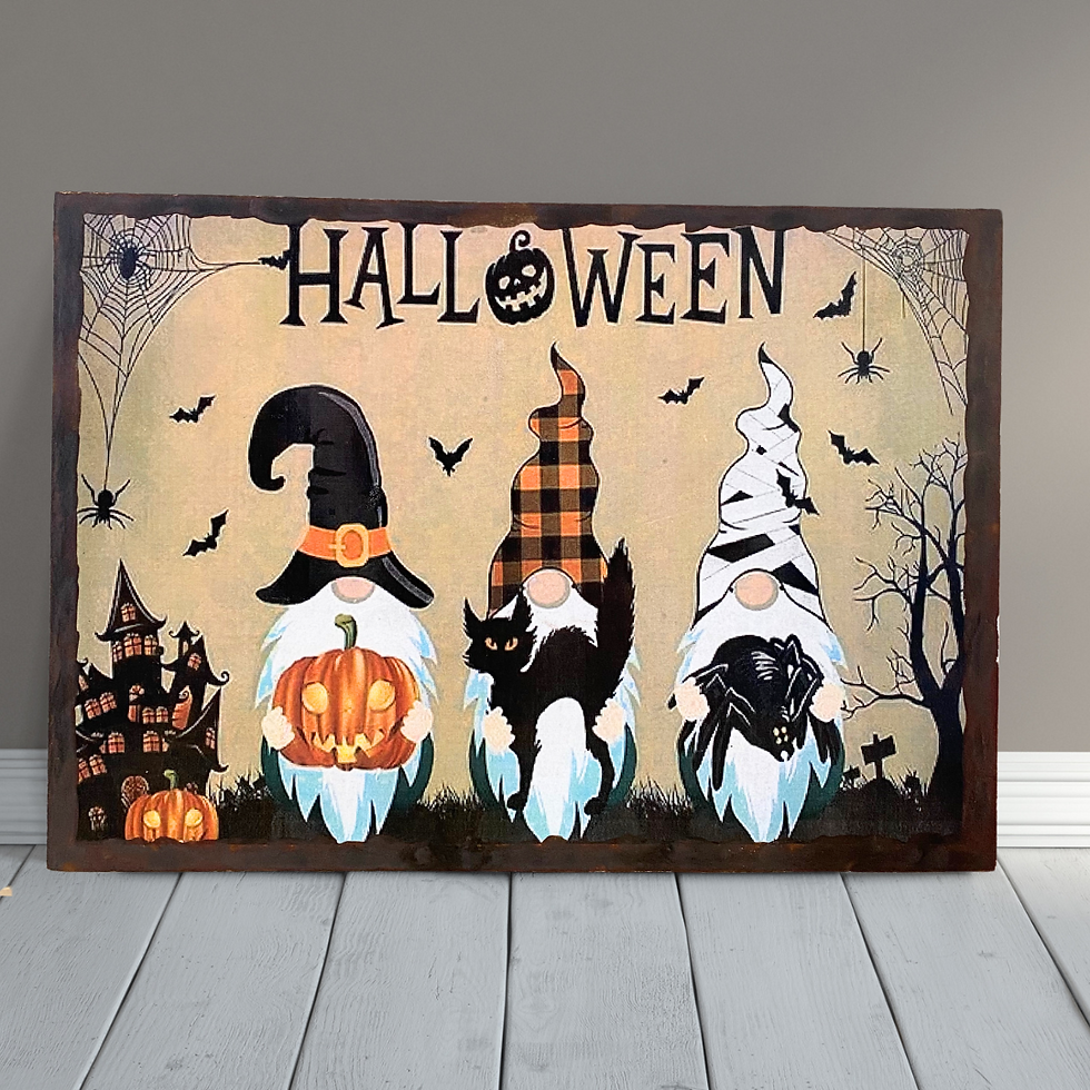 Miniature : Tableau Halloween  🎃🧙‍♂️ Quand la déco prend vie… les gnomes d’Halloween débarquent ! Ils ne font pas peur (enfin… sauf ava