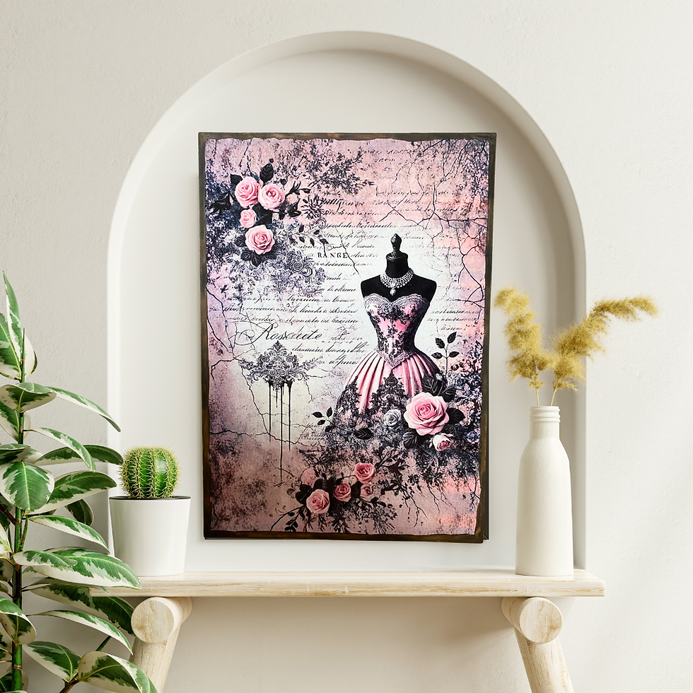 Miniature : Tableau buste vintage  💗✨ Élégance & douceur ✨  Un vent de romantisme souffle sur cette nouvelle création…  Une silhouette d