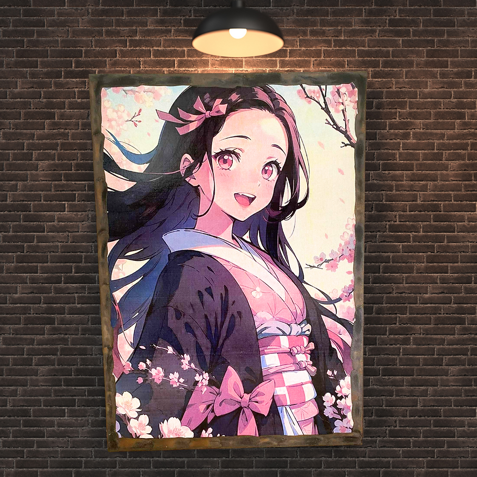 Miniature : 🌸 Nezuko, douceur et puissance en fleurs 🌸  Voici un tableau qui capture toute la magie de Nezuko Kamado : une héroïne à la