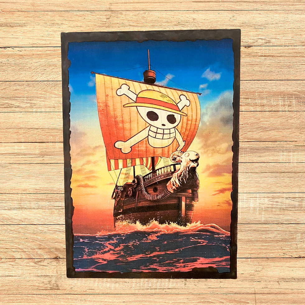 Miniature : Tableau Vogue Merry - One piece  Plongez dans l'univers de One piece avec ce superbe tableau façon plaque émaillée représenta
