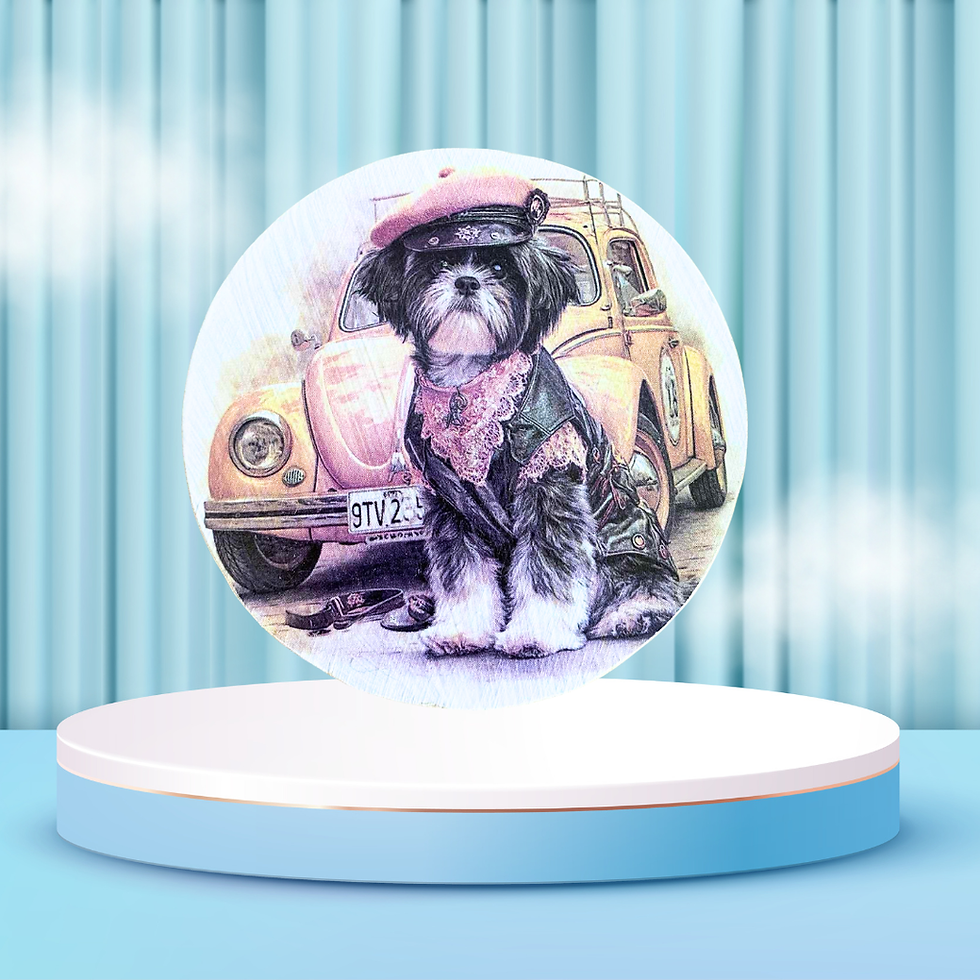 Miniature : Dessous verre Shih Tzu  Un dessous de verre qui sent la route, le style et les croquettes premium 🐶🧳 Voici monsieur Shih Tz