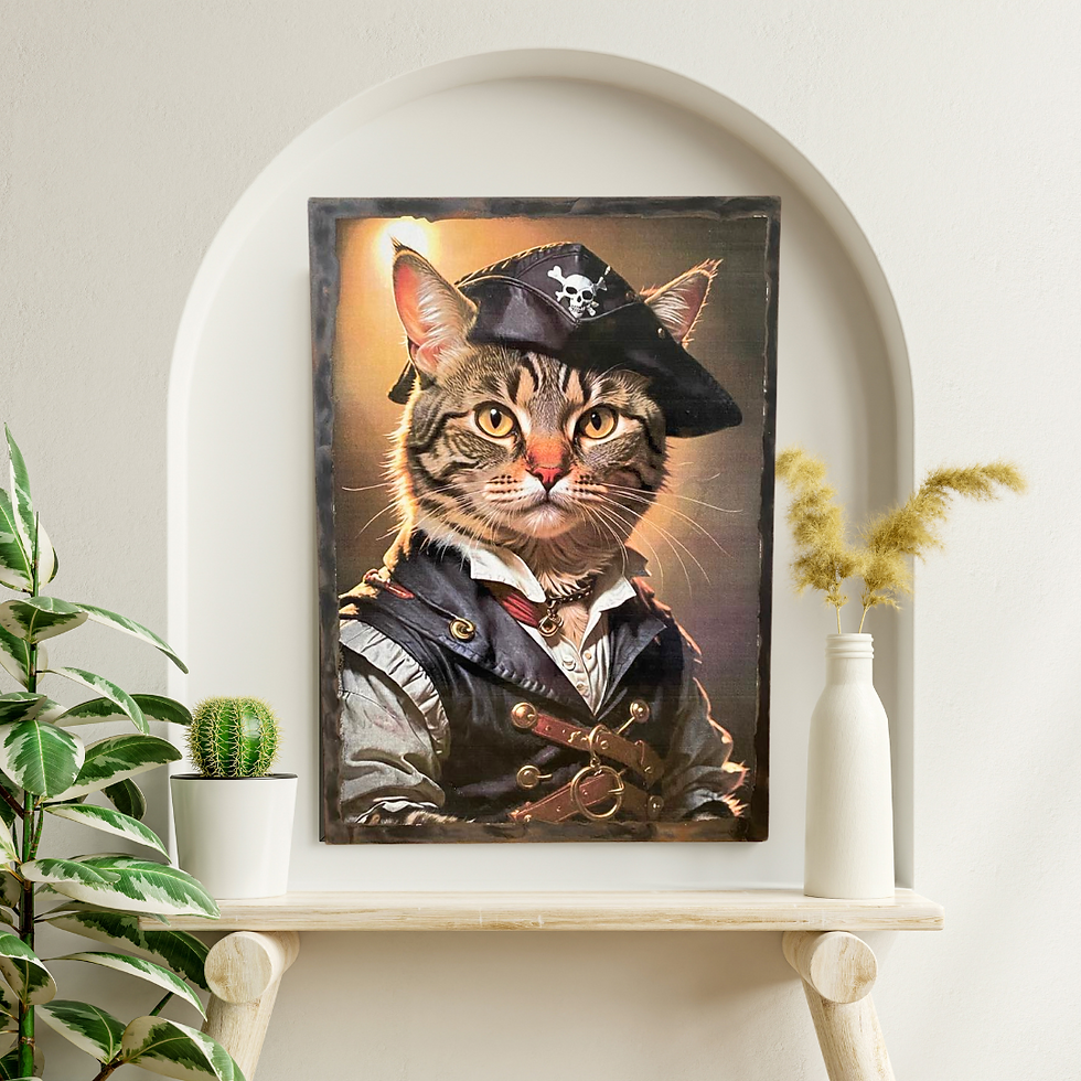 Miniature : Tableau Chat pirate  🐾⚓ Avis aux amateurs de chats et d’aventures !  Voici le capitaine Minou Barbe-Noire 🐱💀, le seul pira