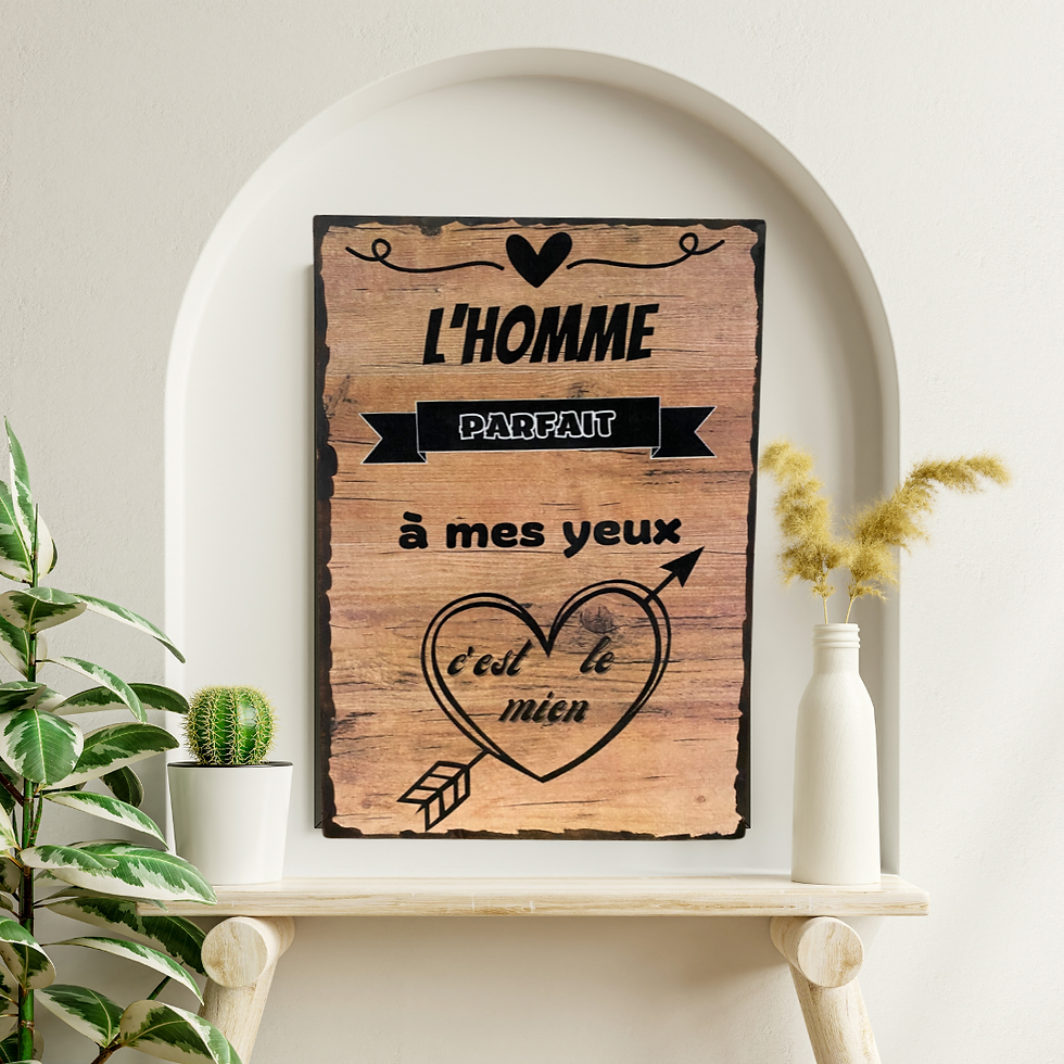 Miniature : Tableau "l'homme  parfait  à mes yeux, c'est le mien "  Découvrez  ce magnifique tableau au style vintage, idéal pour déclare