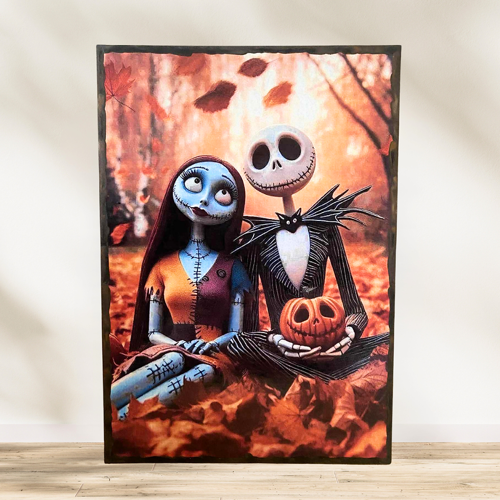 Tableau Jack et Sally Ce tableau de Jack Skellington et Sally capture toute la magie de L’Étrange Noël de Monsieur Jack. L’a
