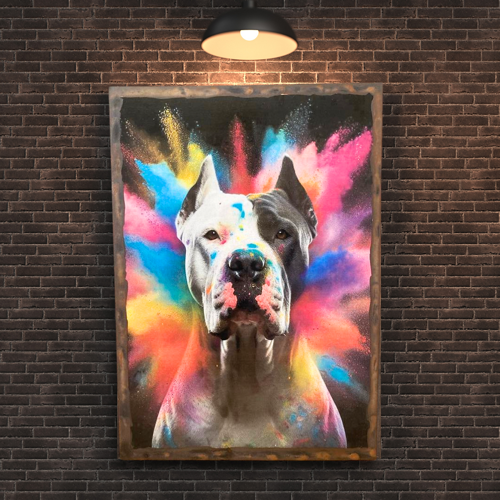 Miniature : Tableau Dogue argentin  🎨🐾 Puissance, fierté et couleur ! Voici notre majestueux Dogue Argentin revisité en version arty po