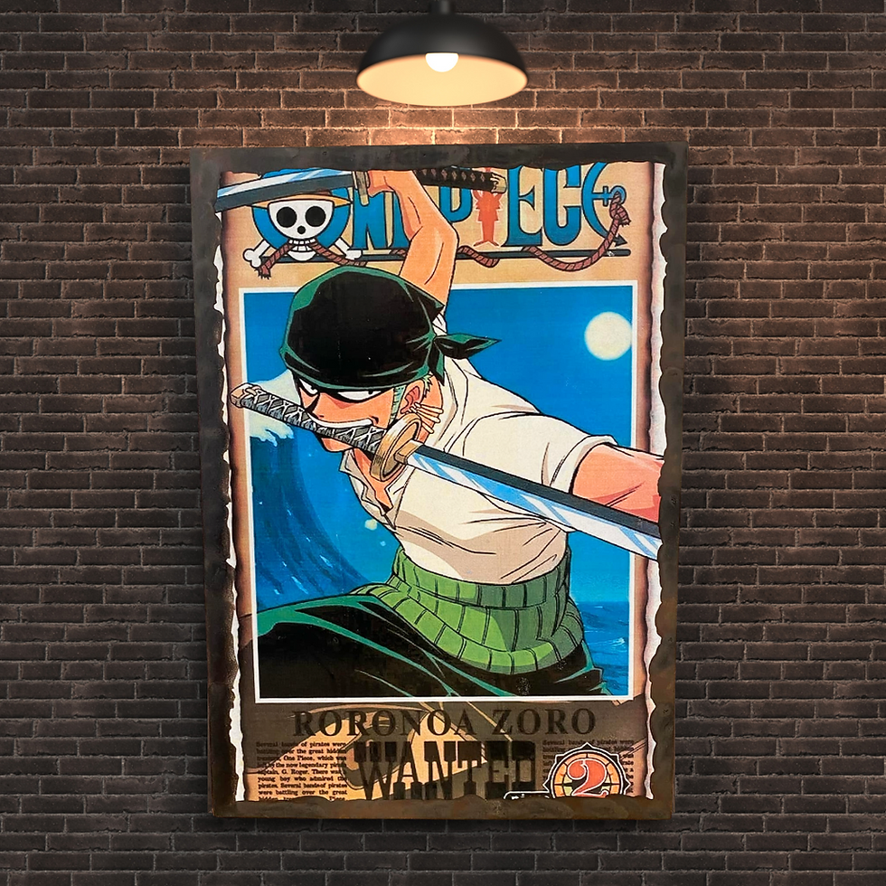 Miniature : Tableau One piece - Zoro  🏴‍☠️ Avis de recherche : Zoro s'invite dans votre déco ! 🏴‍☠️  Fans de One Piece, ce tableau uniq