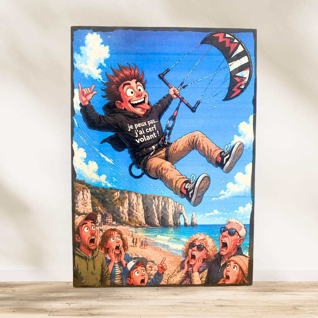 Tableau Je peux pas, j'ai cerf volant! 🌬️🪁 “Je peux pas… j’ai cerf-volant !” Et visiblement… il y va à fond 😆 Entre sens