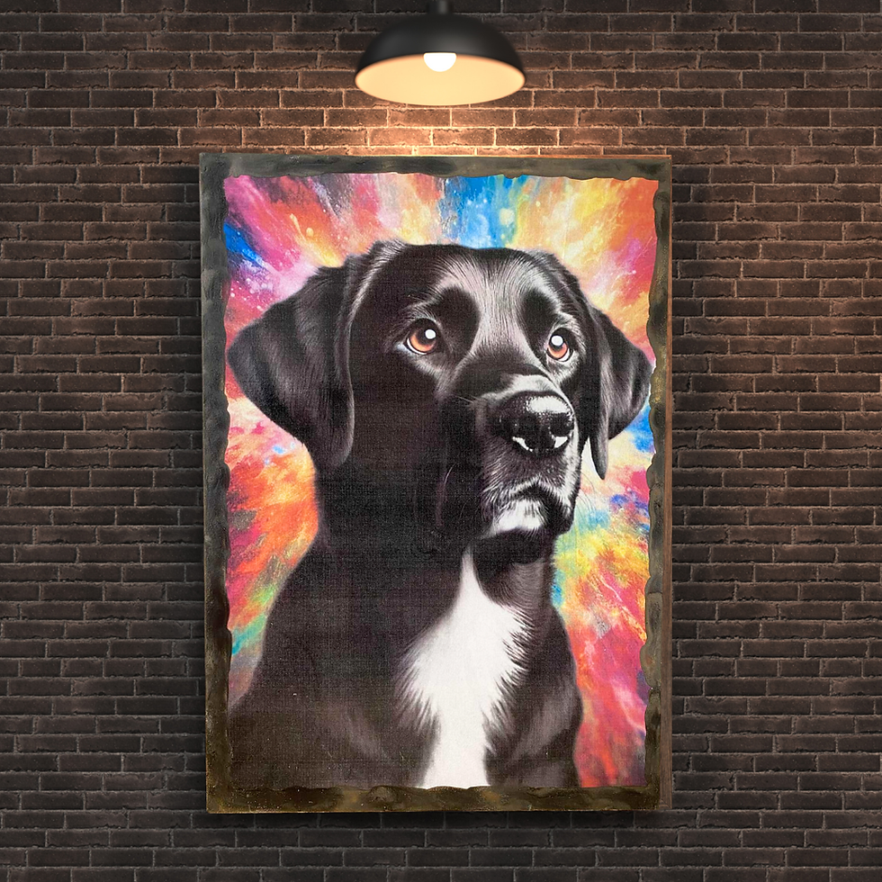 Miniature : Tableau Labrador  🖼️ Quand ton Labrador croisé artiste décide de poser pour une œuvre… et finit par illuminer la pièce ! 🎨