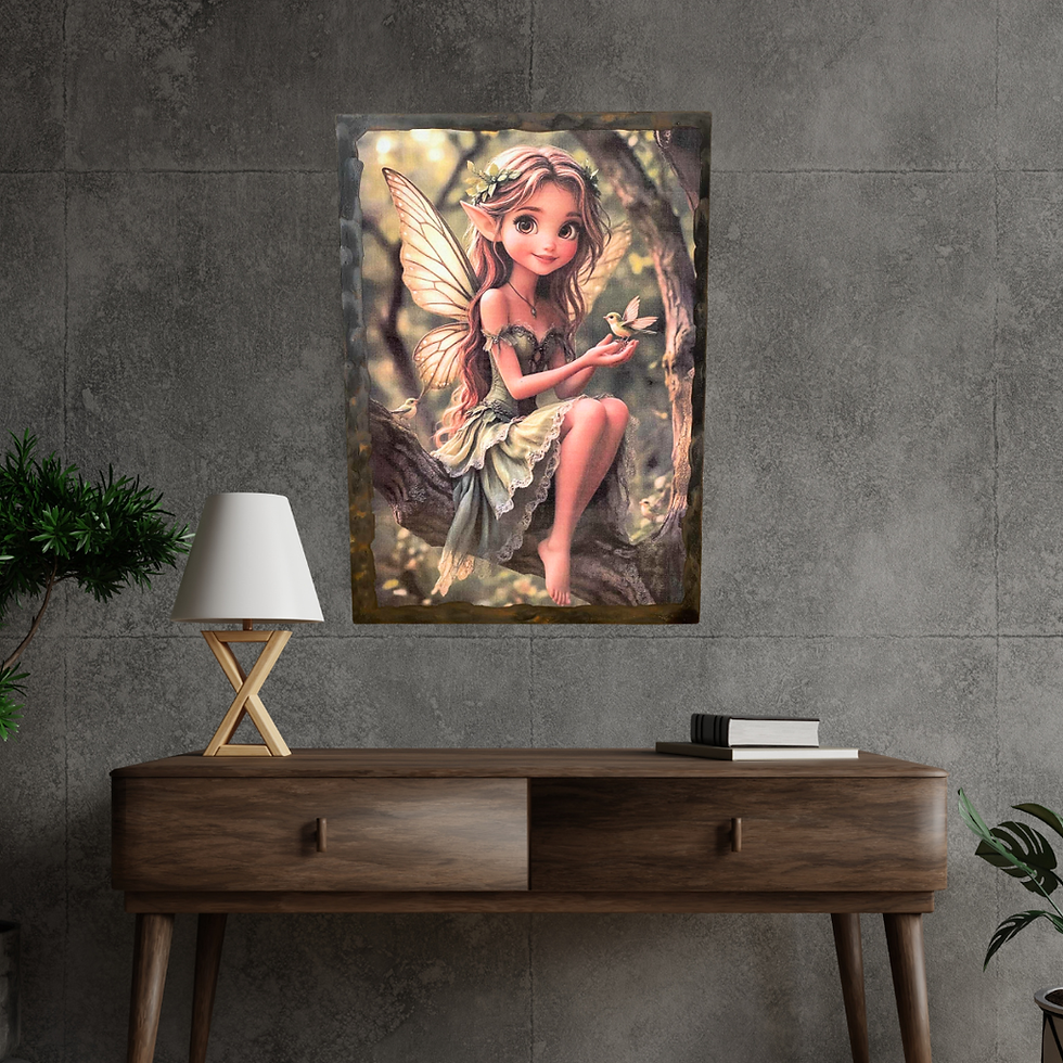 Miniature : Tableau Fée  🌿✨ La fée des bois s’éveille... ✨🌿 Assise sur une branche, au cœur d’une forêt enchantée, elle murmure à l’ore
