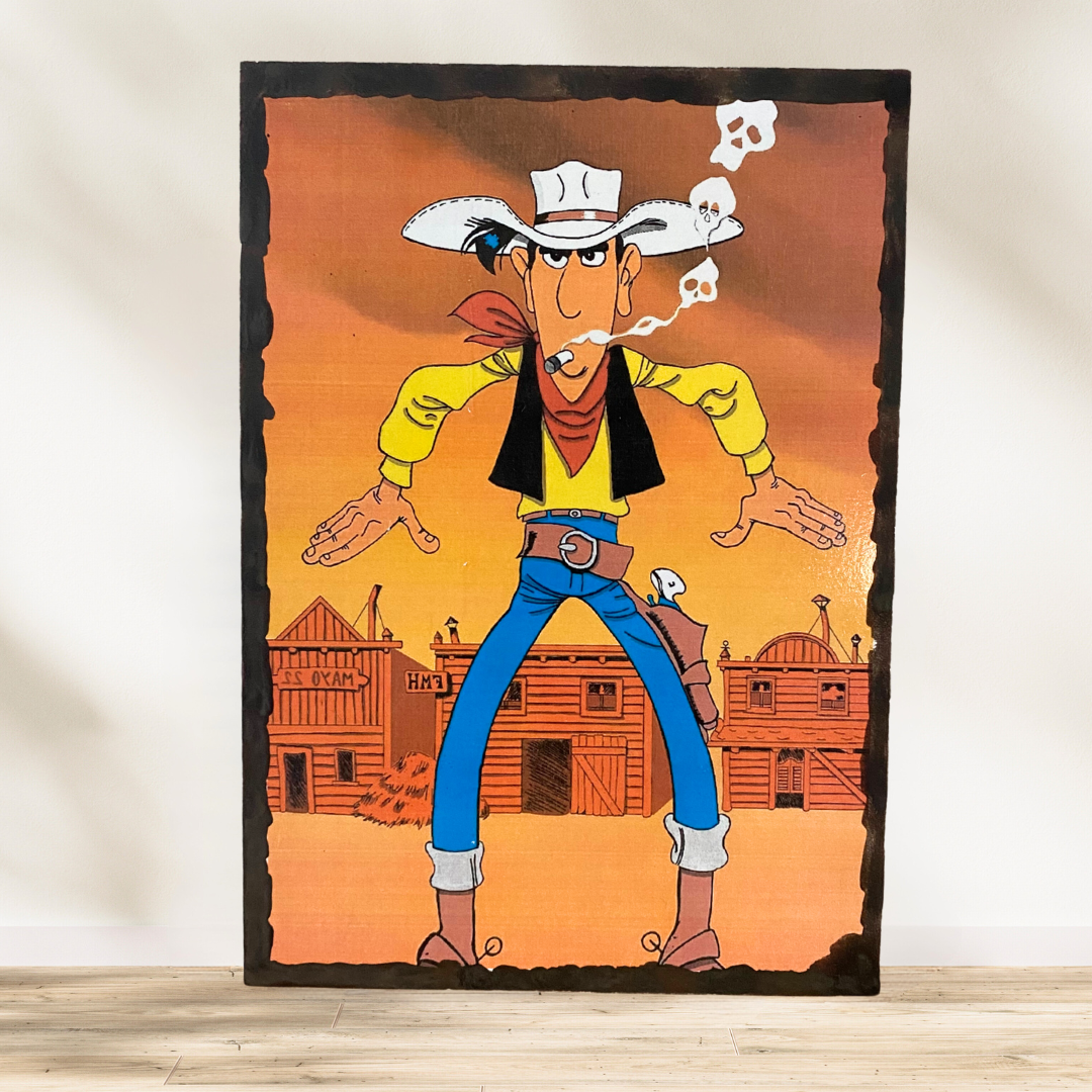 Tableau Lucky Luke Faites entrer l’univers du Far West dans votre intérieur avec ce magnifique tableau de Lucky Luke, le lég