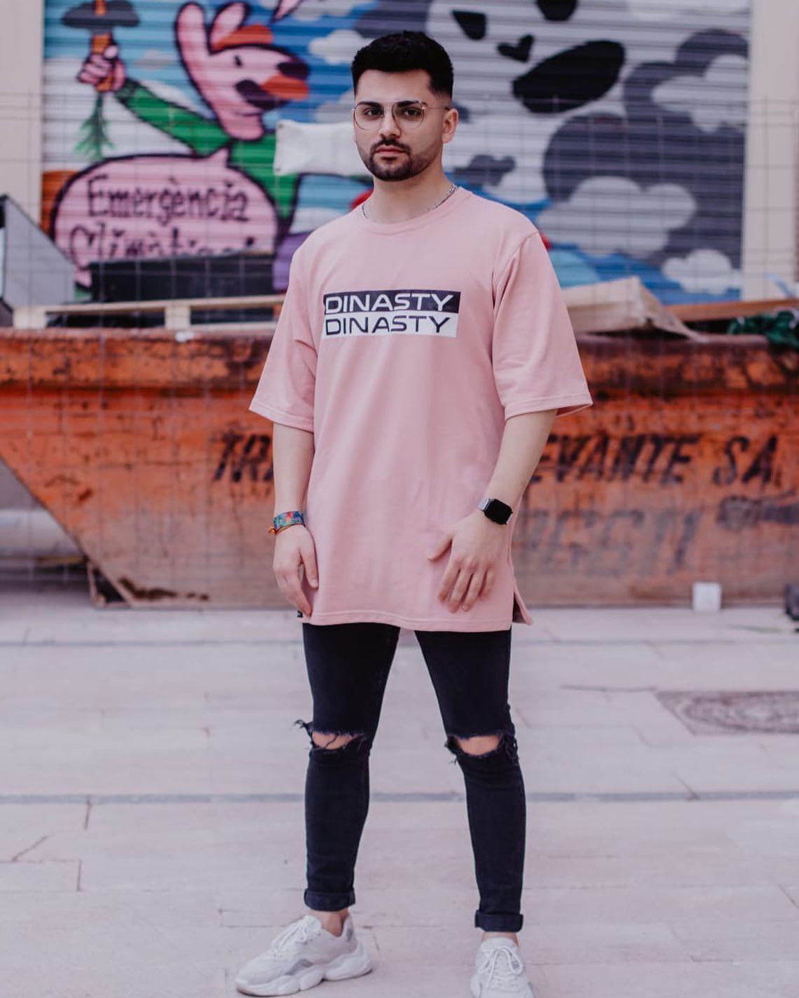 CAMISETA OVERSIZE ROSA PALO DINASTY B&N 