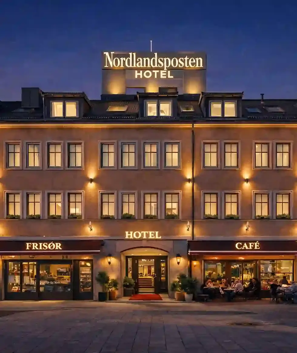 Skisse av hotellet slik utbyggerne presenterer prosjektet på egne Facebook-sider. Foto: Corponor