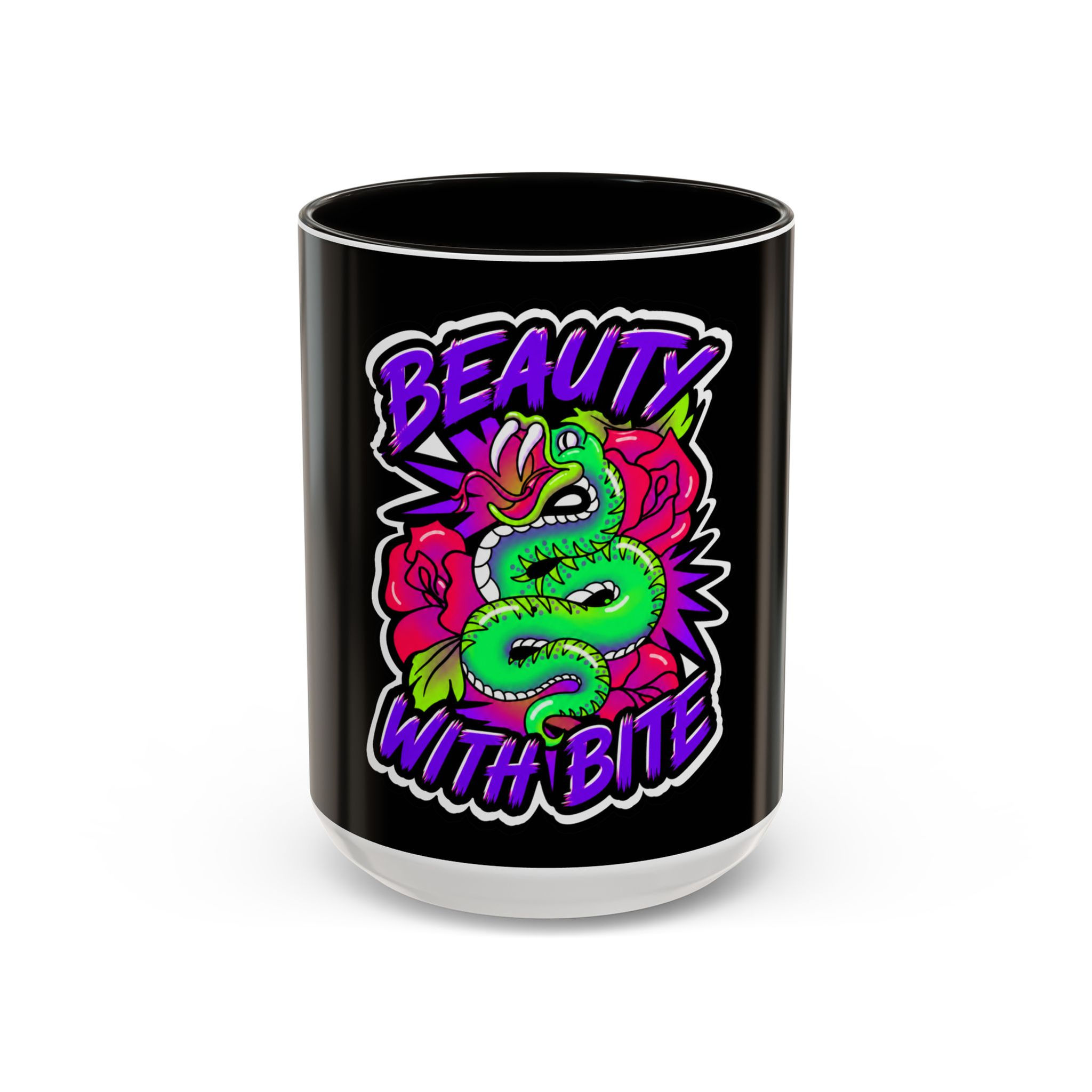Beauty with Bite Black Mug (15oz)