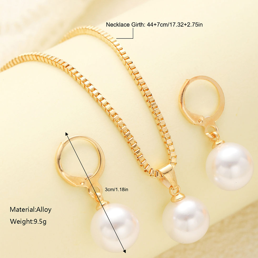 Thumbnail: Fashion Pearl Jewelry Set For Women Dangle Earrings Pendant Necklace Simple Dain