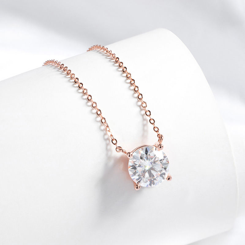 Thumbnail: Smyoue 1-5CT Rose Gold Color Moissanite Necklace for Women D Color Sparkling Cla