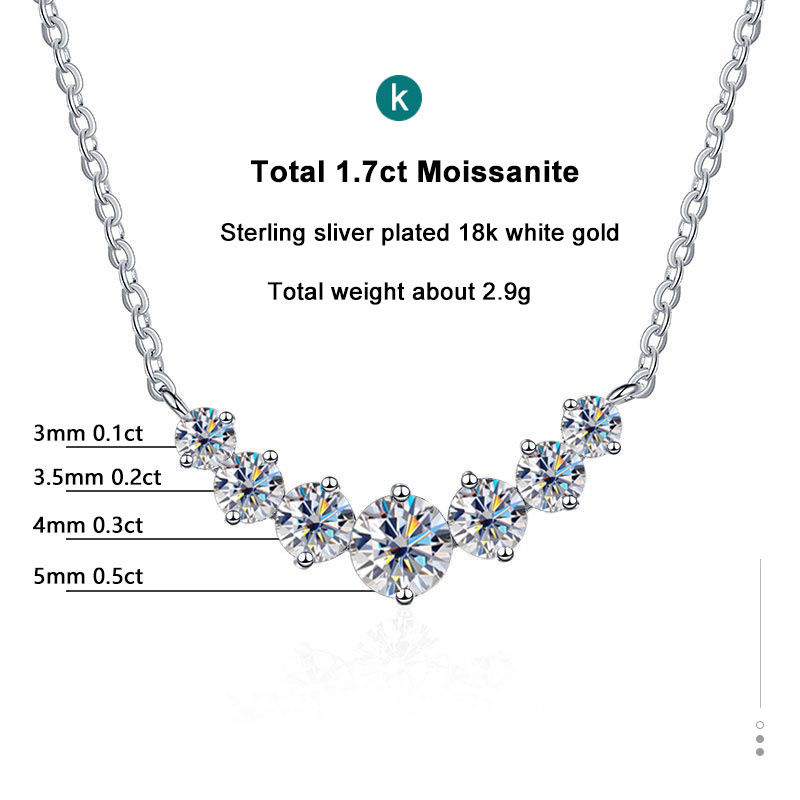 Thumbnail: Moissanite Necklace For Woman Wedding Fine Jewely With Certificates 925 Sterling