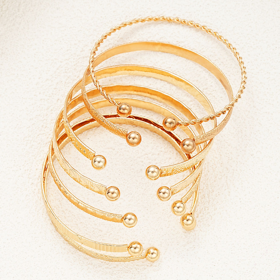 Thumbnail: 7 Pcs/Set Punk Gold Color Bracelets for Women Streetwear Goth Heart Prints Metal