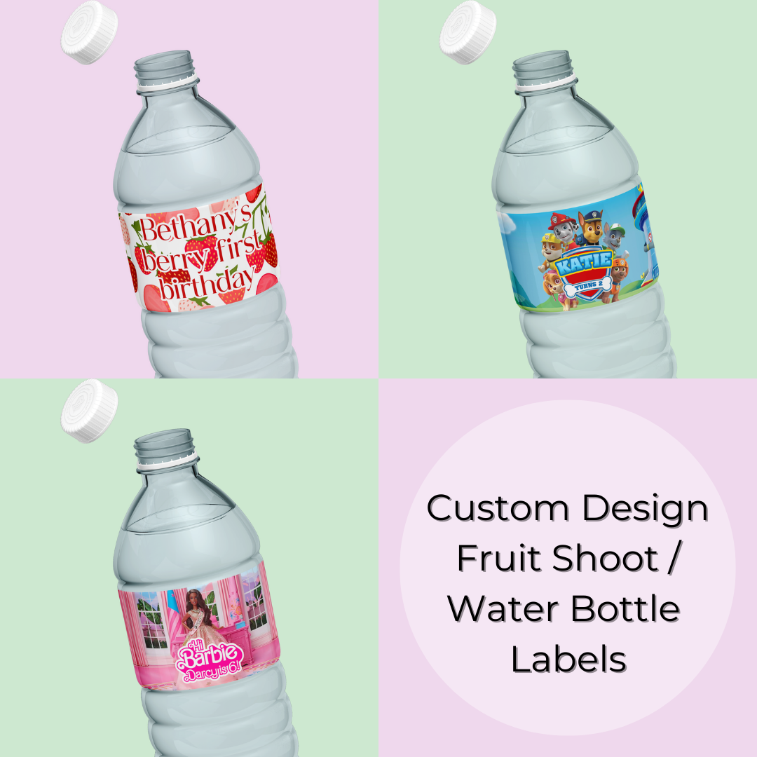 12 x Custom Party Themed Drinks Labels