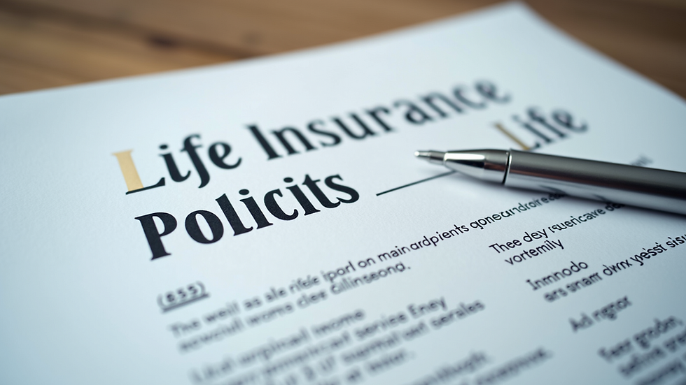 Close-up view of a life insurance policy document