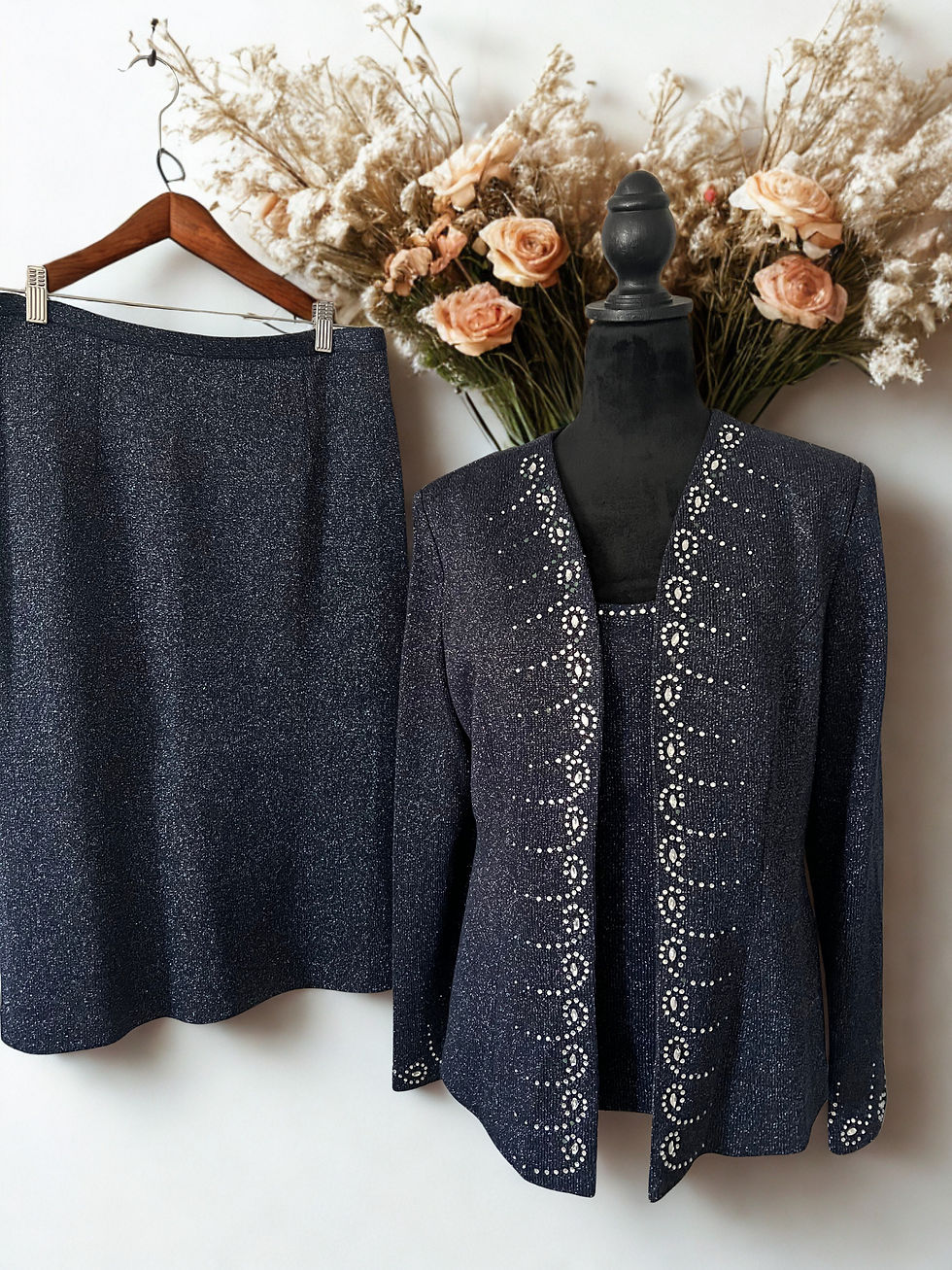 Thumbnail: Blue Sequin Skirt Suit