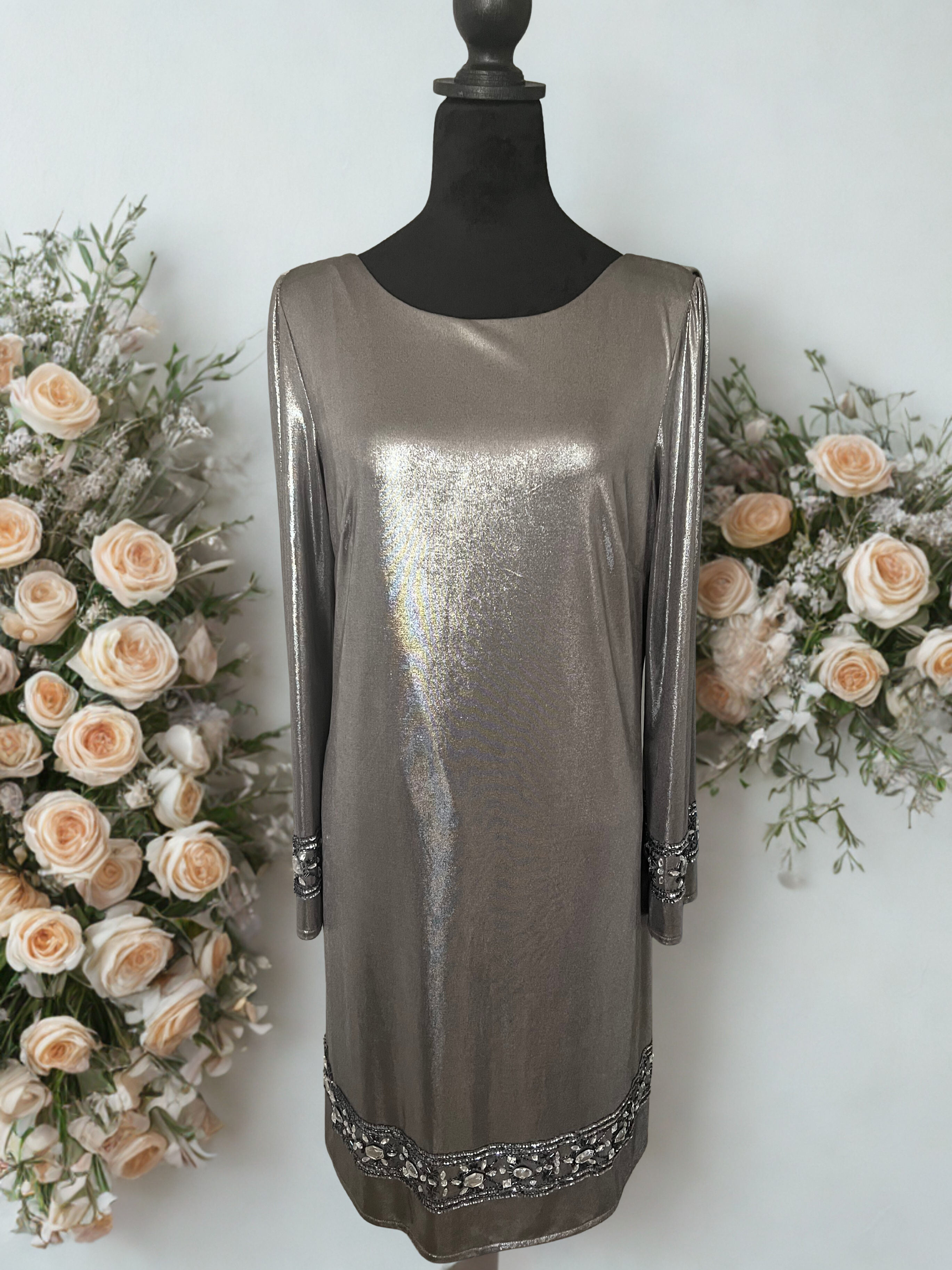 Silver Beaded Cocktail Dress