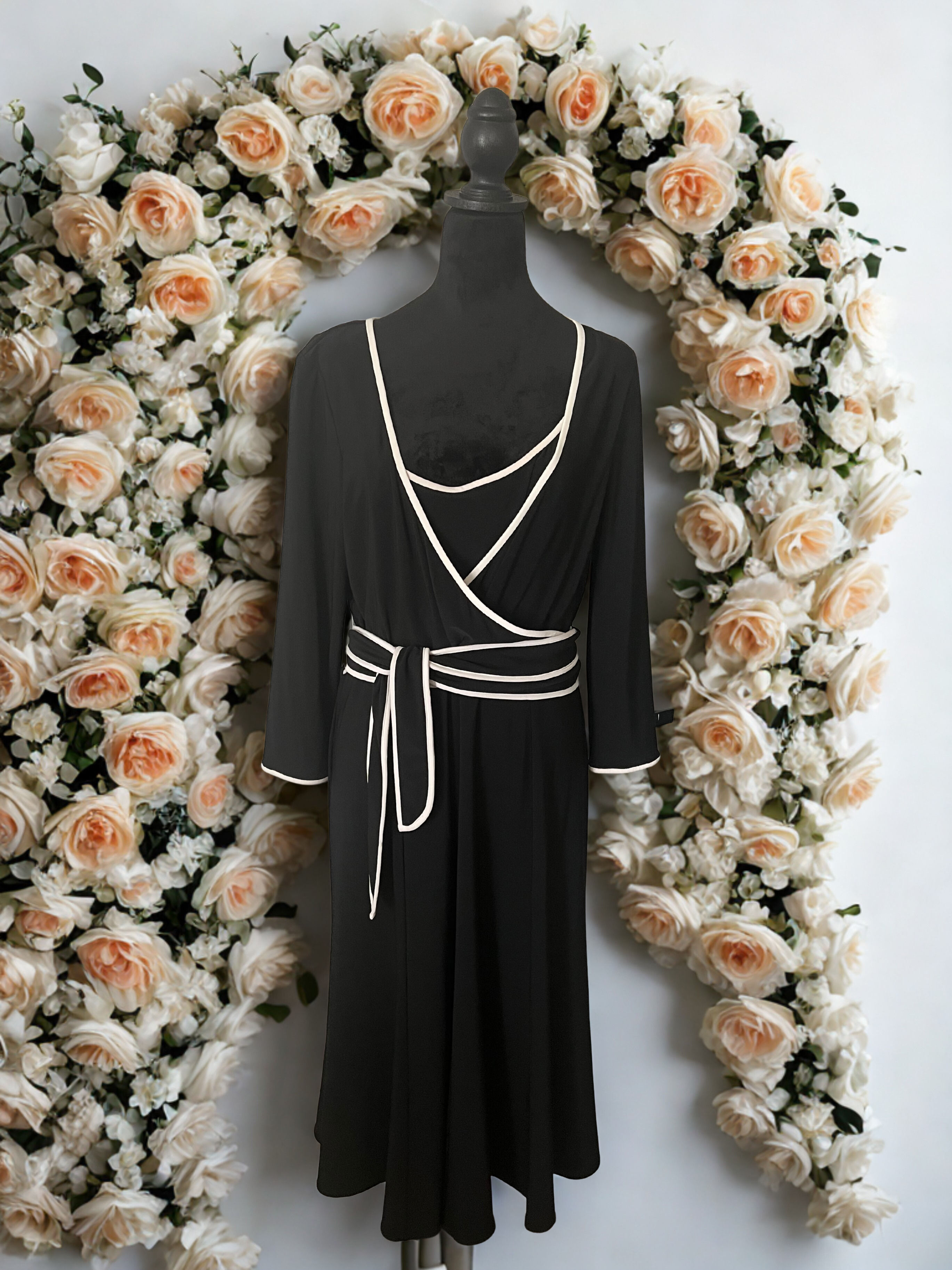 Jones New York Black Dress with White Piping