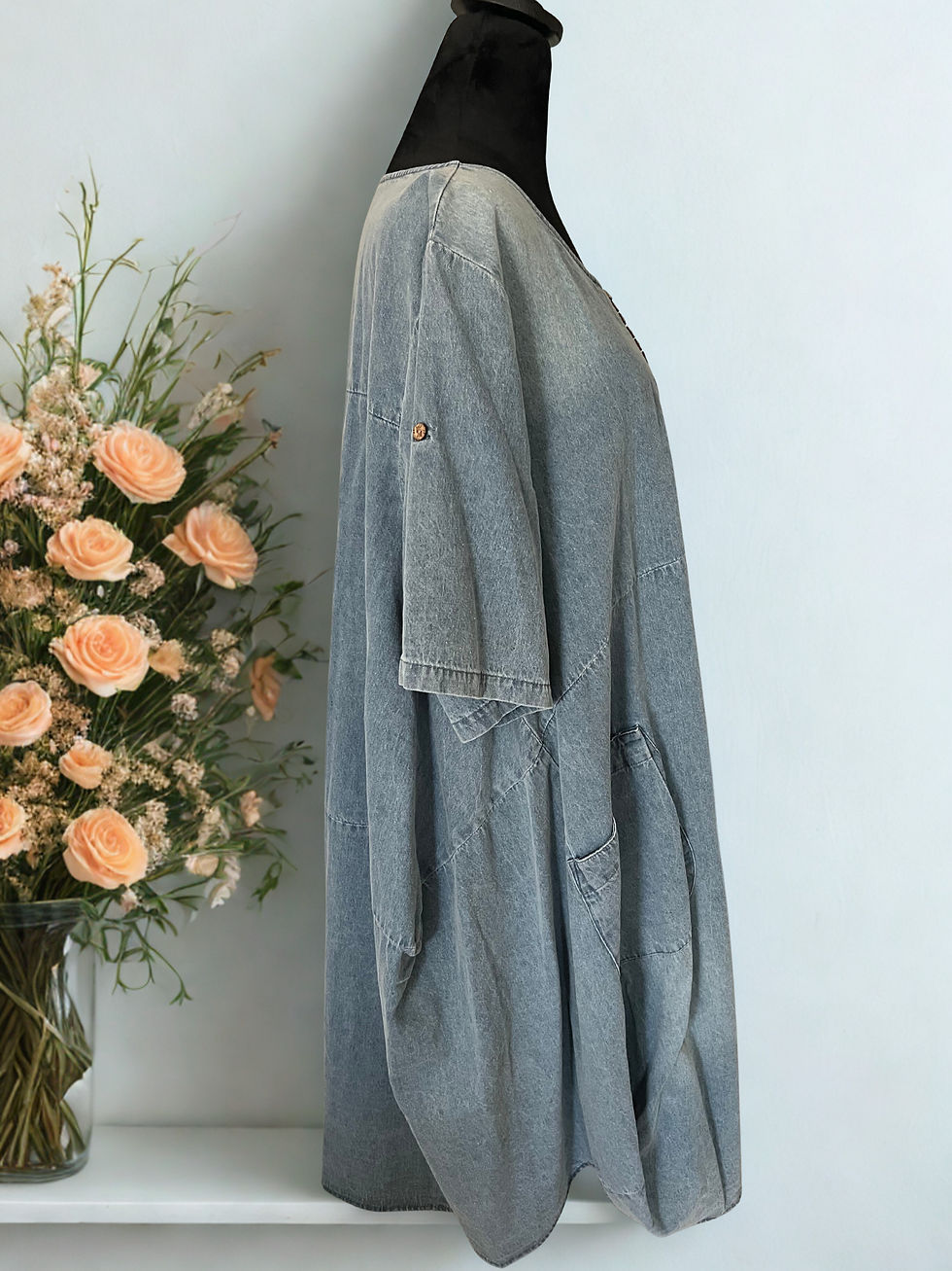 Thumbnail: Oversize Casual Blue Jean Midi Dress