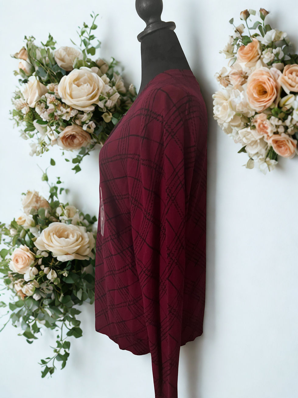 Thumbnail: Karen Scott Burgundy and Black Cardigan