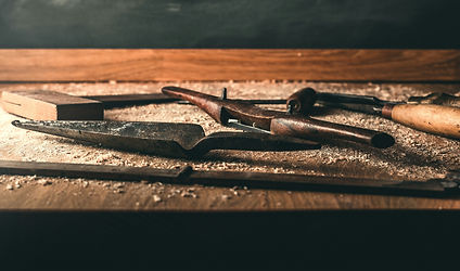 Carpentry tools and wood shavings